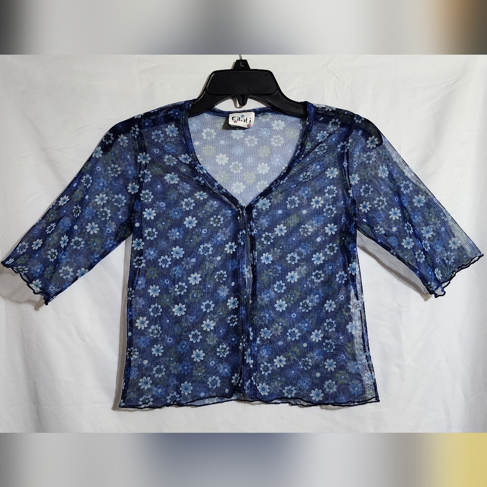 Floral Sheer Blue Y2K Top